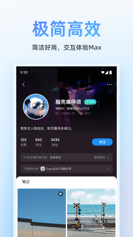 Oopz 成员资料卡上展示的域内身份组